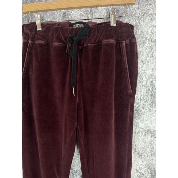 Elwood Velvet Velour Jogger Lounge Maroon athleisure Sweatpants Women's Xs - Picture 2 of 12